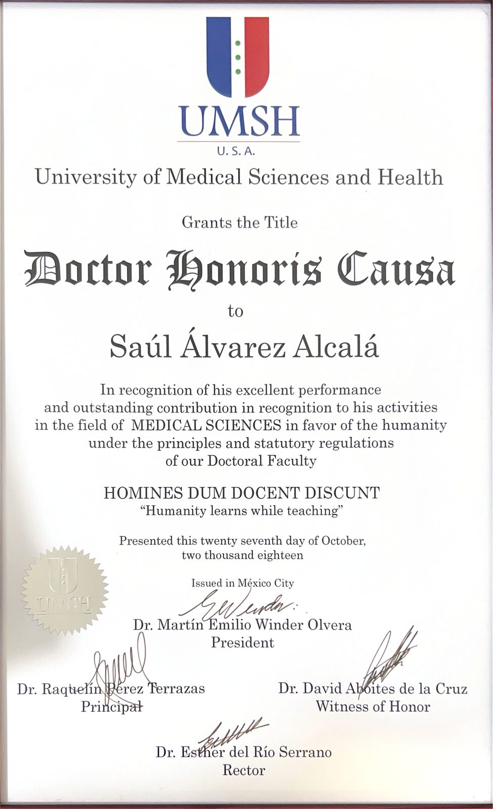 Doctor Honoris Causa — University of Medical Sciences and Health (UMSH)